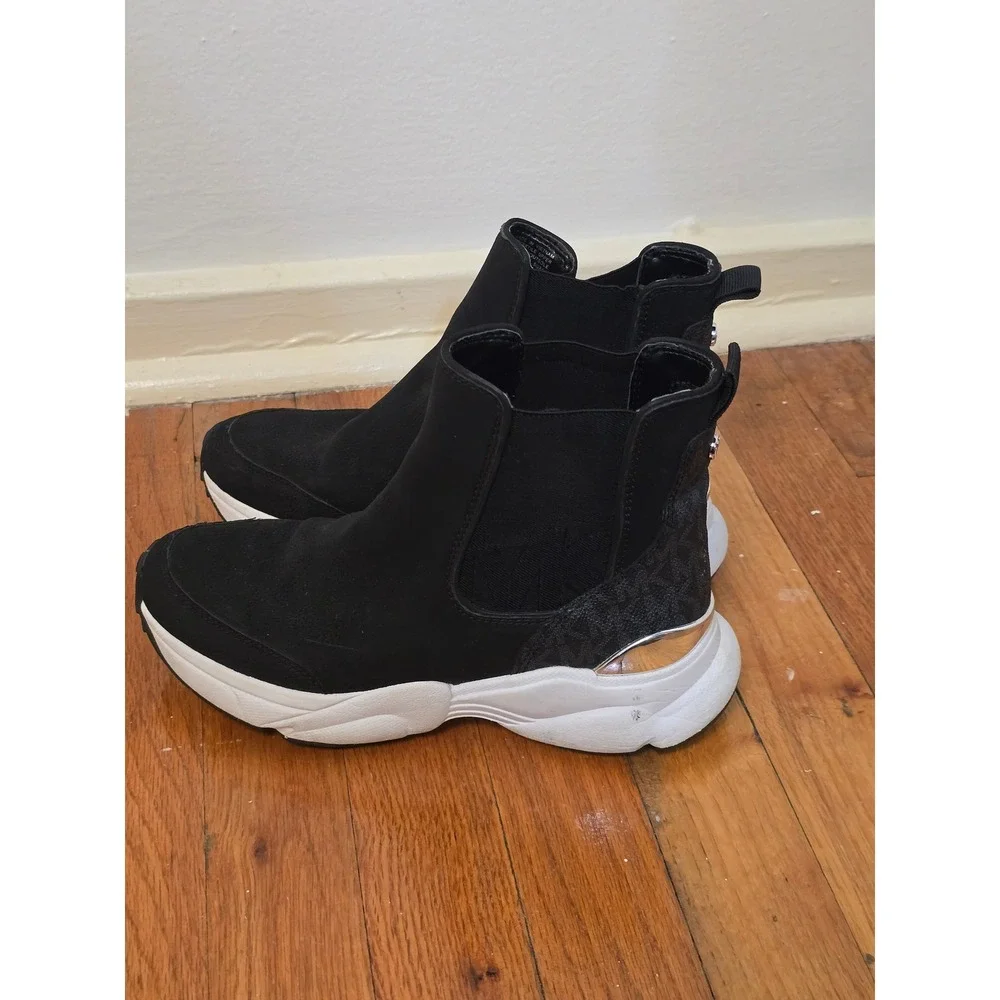 Michael Kors Skyler Boot Sneaker Womens 6 Black All Over Logo Black